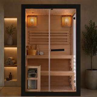 PANORAMA BLACK Sauna für 2 Personen 130x120x200 cm