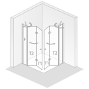 HSK Drehfalttür Eckeinstieg pendelbar an Nebenteil 90x90 cm Silber Matt (Alu)