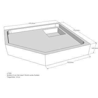 Schröder Duschwannenträger für Asta F 90x80 rechts