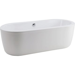 Schröder Ovalwanne Rhein 200x100x51/64 cm weiß mit 2-teiliger Schürze