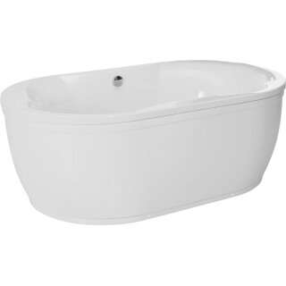Schröder Ovalwanne Glorus 190x110x49,5 cm weiß mit einteiliger Schürze und Ab- und Überlaufgar.
