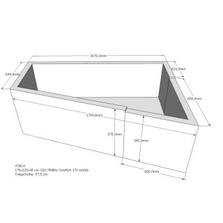 Schröder Badewannenträger für Malibu Comfort 170x125 rechts