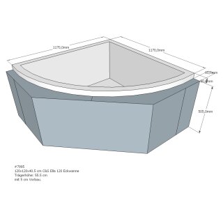 Schröder Badewannenträger für Ella 120 x 120 mit 5 cm Vorbau