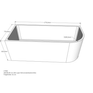 Schröder Badewannenträger für Lupor 180x80 links