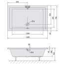 DEEP Rechteck-Duschwanne 130x75x26cm, tief, weiss mit Rahmengestell