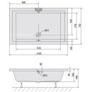 DEEP Rechteck-Duschwanne 120x75x26cm, tief, weiss mit Rahmengestell