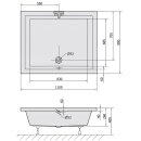 DEEP Rechteck-Duschwanne 110x90x26cm, tief, weiss mit Rahmengestell