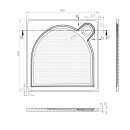 LARCA Gussmarmor-Duschwanne, Quadrat 80x80x3cm
