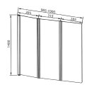 Badewannenfaltwand 1000x1400 mm, Chrom, Echtglas