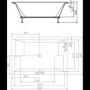 DUPLA Badewanne mit Rahmengestell 180x120x54cm, weiss