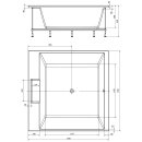CAME Quadrat-Badewanne mit Rahmengestell 175x175x50cm, weiss