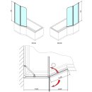 Raumsparwanne Versys 170x85/70cm mit Styroporträger und Duschkabine, links