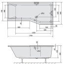 Raumsparwanne Versys 170x85/70cm mit Styroporträger...