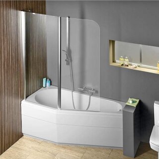 Raumspar Badewanne Tigra mit Duschzone 150x75cm, links, weiss, Komplett-Set