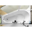 Raumspar Badewanne Tigra mit Duschzone 150x75cm, links, weiss, Komplett-Set