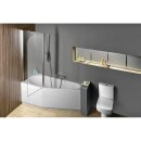 Raumspar Badewanne Tigra mit Duschzone 150x75cm, links, weiss, Komplett-Set