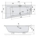 ANDRA L SLIM asymmetrische Badewanne 170x90x45cm, weiss