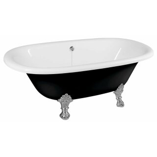 REGATA Freistehende Badewanne 175x85x61cm, Füsse Chrom matt, schwarz/weiss