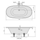 REGATA Freistehende Badewanne 175x85x61cm, Füsse weiss, schwarz/weiss