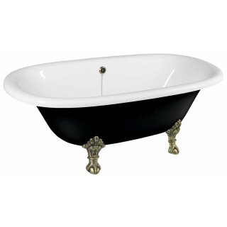 REGATA Freistehende Badewanne 175x85x61cm, Füsse bronze, schwarz/weiss