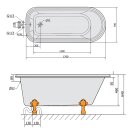 FOXTROT Freistehende Badewanne 170x75x64cm, Füsse weiss, schwarz/weiss
