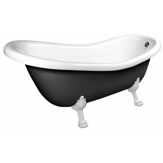 RETRO Freistehende Badewanne 175x76x84cm, Füsse weiss, schwarz/weiss