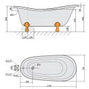 RETRO Freistehende Badewanne 175x76x84cm, Füsse Chrom, schwarz/weiss