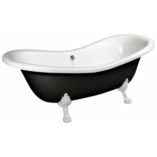 CHARLESTON Freistehende Badewanne schwarz/weiss, 188x80x71cm, Füsse weiss