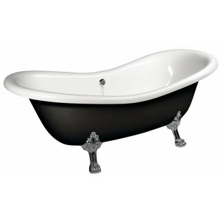CHARLESTON Freistehende Badewanne schwarz/weiss, 188x80x71cm, Füsse Chrom