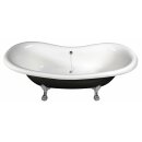 CHARLESTON Freistehende Badewanne schwarz/weiss, 188x80x71cm, Füsse Chrom