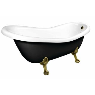 RETRO Freistehende Badewanne 158x73x72cm, Füsse bronze, schwarz/weiss