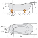 RETRO Freistehende Badewanne 158x73x72cm, Füsse bronze, schwarz/weiss