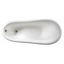RETRO Freistehende Badewanne schwarz/weiss, 158x73x72cm, Füsse weiss