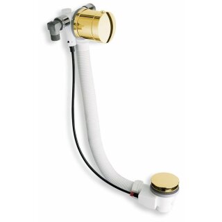 MODEL A6 Ablaufgarnitur mit Einlauf, Bowden, Länge 675mm, Stopfen 72mm, Gold