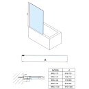 MODULAR SHOWER Wannenabtrennung 900x1500mm, Klarglas, mit Stabilisator
