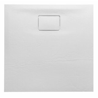 ACORA Mineralguss-Duschwanne,Quadrat 80x80x3,5cm, weiss Steindekor