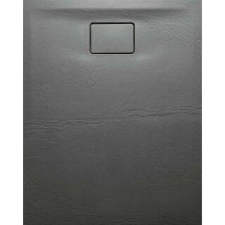 ACORA Mineralguss-Duschwanne 100x80x3,5cm Rechteck, grau, Steindekor