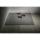 ACORA Mineralguss-Duschwanne 100x80x3,5cm Rechteck, grau, Steindekor