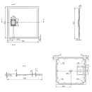 ACORA Mineralguss-Duschwanne,Quadrat 90x90x3,5cm, grau Steindekor