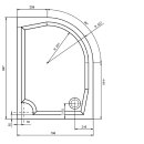 RIVA Duschwanne, Viertelkreis 100x80x4cm, links