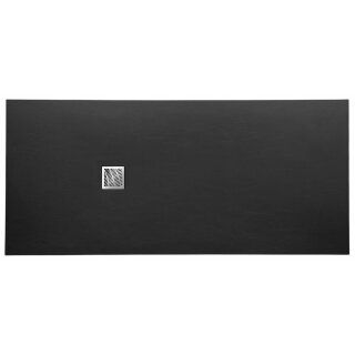 MITIA Gussmarmor-Duschwanne, Rechteck 200x90x3 cm, schwarz