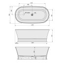 DELONIX Freistehende Gussmarmor-Badewanne 170x84x61,5cm, weiss
