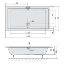 DEEP Rechteck-Duschwanne 140x75x26cm, tief, weiss