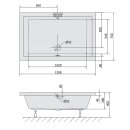 DEEP Rechteck-Duschwanne 130x75x26cm, tief, weiss