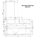 STYLE Badewanne mit Tür/Seniorenbadewanne 180x80cm  Ausführung Rechts