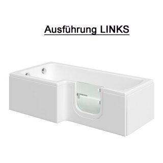 Solarna 170x85/70cm Badewanne mit Tür Seniorenbadewanne, Links,  ohne Duschkabine