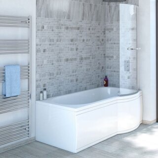 Raumspar Badewanne Skali mit Duschzone 167,5x85/75cm rechts weiss Komplett-Set