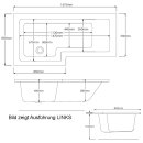 Raumsparwanne SYNA 167,5x85/70 cm links, mit...