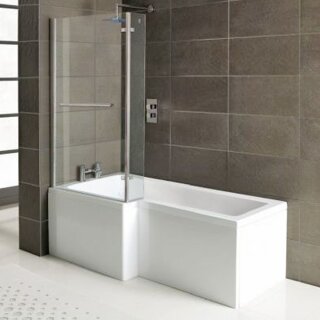 Raumspar Badewanne SYNA mit Duschzone 167,5x85/70 cm, links weiss Komplett Set