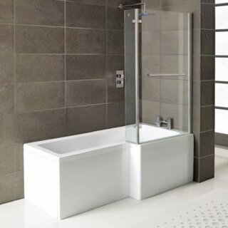 Raumspar Badewanne Syna mit Duschzone 167,5x85/70cm, rechts weiss Komplett Set